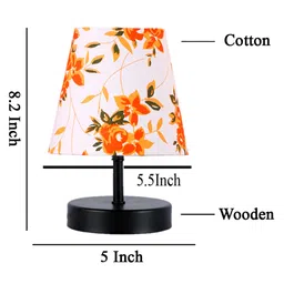 Devansh Multicolor cotton Round Wood Black Table Lamp image 4