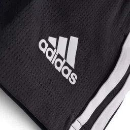 ADIDAS KIDS Cotton Knit Shorts with Logo Graphic & Tape Detailing - Black image 4