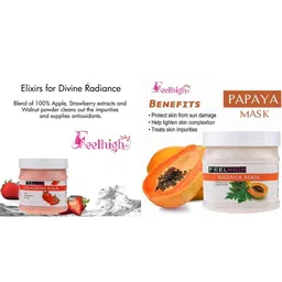 FEELHIGH Set of Strawberry Face Scrub & Papaya Face Mask - 500 g Each image 2