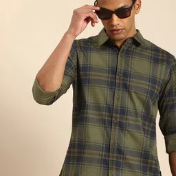 Being Human Slim Fit Checked Pure Cotton Casual Shirt-image-24