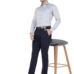 JB Studio Grey Cotton Slim Fit Printed Shirt image 5