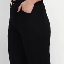 Broadstar Black Flared Fit High Rise Trousers image 5