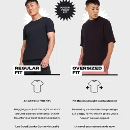 Bewakoof Black Loose Fit Graphic Print Oversized Crew T-Shirt image 5