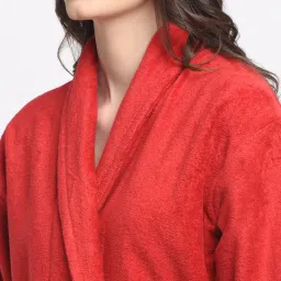 Creeva Red Cotton 400 GSM Small Bathrobe image 4