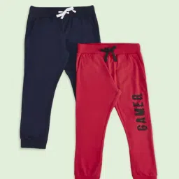 Pantaloons Baby Kids Maroon & Navy Cotton Printed Trackpants-image-18