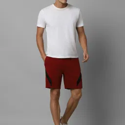 Louis Philippe Maroon Cotton Slim Fit Printed Shorts image 5