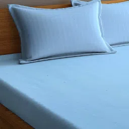HOSTA HOMES Sky Blue Cotton 280 TC Bed Sheet Set image 3