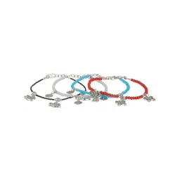 Aatmana Silver Charms Beaded Handcrafted Anklets for Women - Set of 4 image 5