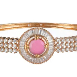 aatmana Jazz & Sizzle Rose Gold-Plated & Magenta AD Studded Handcrafted Bangle-Style Bracelet for Women image 5