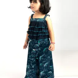 Elaisha Girls Navy Regular Fit Digital Print Jumpsuit-picture-38