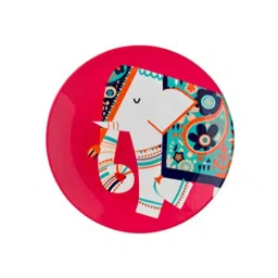 Chumbak Elephant In The Jungle Pink Bone China Decorative Wall Plate - Set of 1 image 4