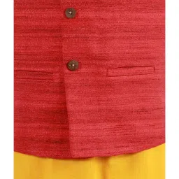 VASTRAMAY Kids Maroon Textured Nehru Jacket image 4