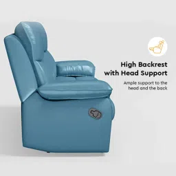 Godrej Interio Alantra Blue Wood 3 Seater Recliner Sofa image 5
