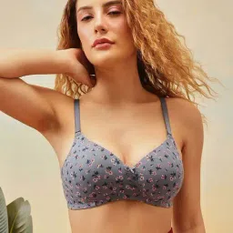 Clovia Blue Regular Fit Floral Print Bra-image-23