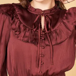 Honey by Pantaloons Brown Blouson Dress image 5