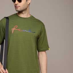 FCUK Brand Logo Printed Drop-Shoulder Sleeves Relaxed Pure Cotton T-shirt-picture-12