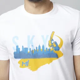celio Celio* Mumbai Indians White Cotton Regular Fit T-Shirt image 5