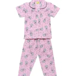 The Magic Wand Kids Pink Printed Shirt with Pyjamas-image-6