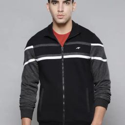 ALCIS Black Regular Fit Striped Sports Jacket-picture-39