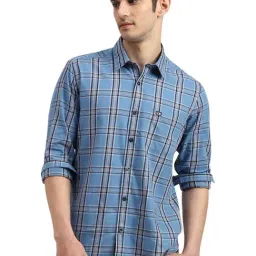 Arrow Light Blue Cotton Slim Fit Checks Shirt-image-58