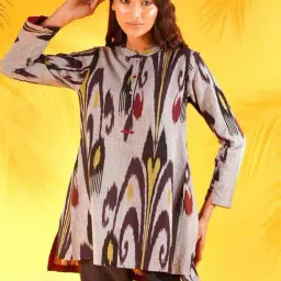 Jaypore Multicolour Cotton Ikat Straight Fit Tunic-picture-12