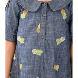 LilPicks Kids Blue Embroidered A Line Dress image 5