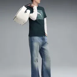 Puma Green Cotton Regular Fit Logo Printed T-Shirt image 4