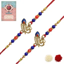 MEIRA JEWELLERY Set Of 2 Designer Rakhis With Greeting Card & Roli Chawal-picture-23