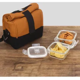 Femora Brown & Black Borosilicate Glass Lunch Set (300 ml) image 1