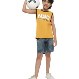 Octave Kids Mustard Cotton Printed T-Shirt image 5