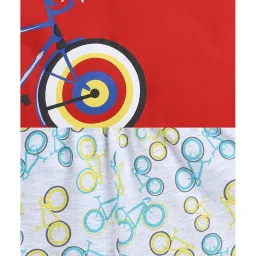 Bumzee Kids Red & Grey Printed T-Shirt with Shorts image 5