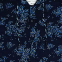 Cavio Kids Blue & White Cotton Floral Print Full Sleeves Shirt Set image 5
