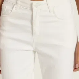 Angelfab White Cotton Bootcut High Rise Jeans image 5
