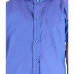 VASTRAMAY Kids Turquoise & White Shirt Mundu Set image 4