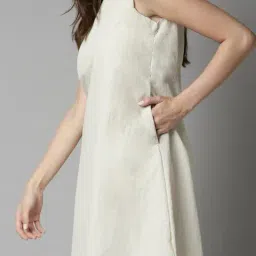RAREISM Beige Regular Fit Solid Dress image 3