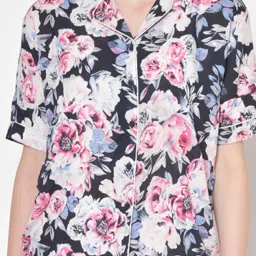 Cation Navy Floral Print Shirt With Pyjamas image 5