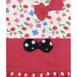 Bumzee Kids Off White & Red Floral Print Frocks (Pack Of 2) image 5