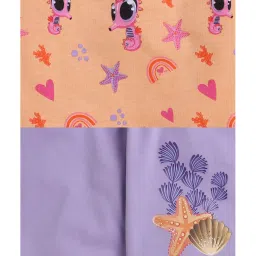 Bumzee Kids Orange & Purple Printed T-Shirt with Pyjamas image 5