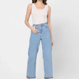Vero Moda Light Blue Cotton Relaxed Fit High Rise Jeans image 5