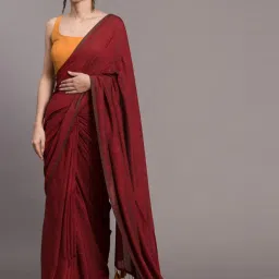 Suta Maroon Plain Saree Without Blouse image 1