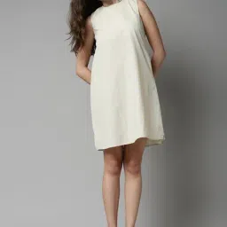 RAREISM Beige Regular Fit Solid Dress image 4