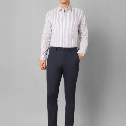 Louis Philippe Navy Regular Fit Checks Trousers image 5