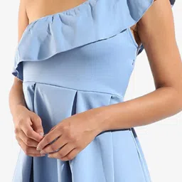 Campus Sutra Sky Blue Polyester Regular Fit High-low Dress image 5