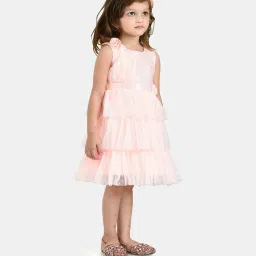 Peppermint Kids Peach Applique Dress image 4
