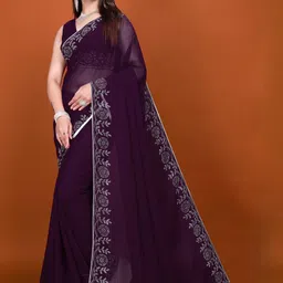 MEAVEN FEB Ethnic Motifs Embellished Embroidered Pure Georgette Saree image 2