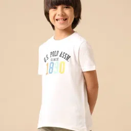 U.S. Polo Assn. Boys White Cotton Printed T-Shirt-image-93