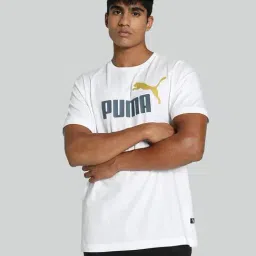 Puma White Cotton Regular Fit Logo Printed Sports T-Shirt-image-78