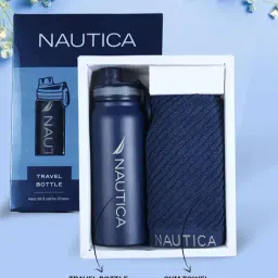 Nautica Gift Box Navy Stainless Steel Triple-Layer Bottle & Towel Set image 4