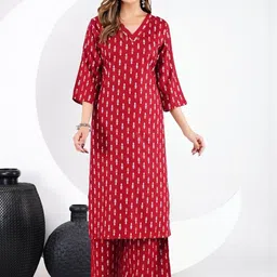 Dhibha Ethnic Motifs Printed V-Neck Straight Kurta With Palazzo-picture-12