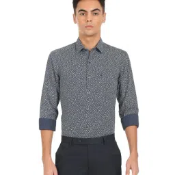 Arrow Dark Blue Cotton Regular Fit Printed Shirt-picture-28